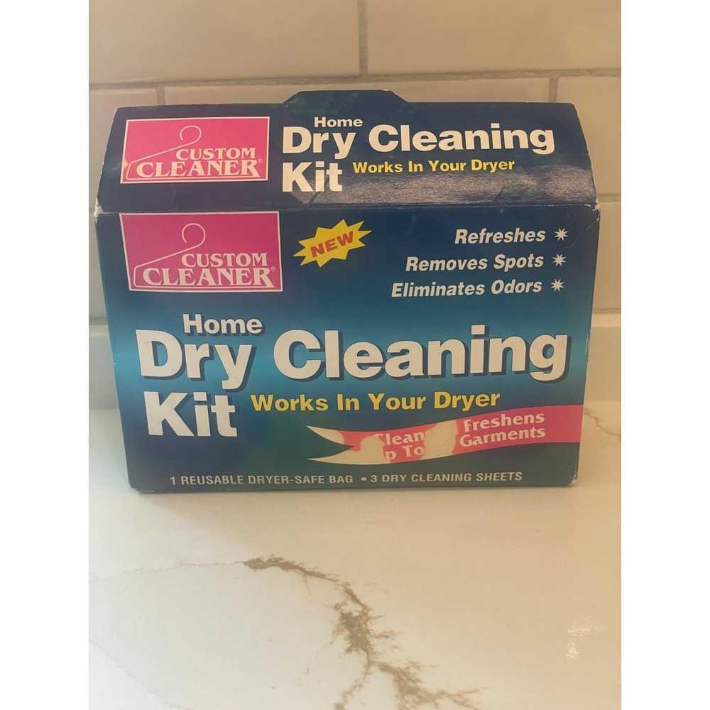 Custom Cleaners Home Dry Cleaning Kit 1 Dryer Bag + 3 Refill Sheets New Open Box